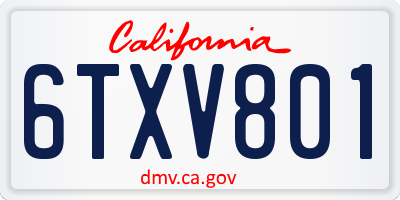 CA license plate 6TXV801