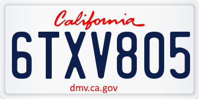 CA license plate 6TXV805