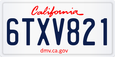 CA license plate 6TXV821