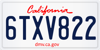 CA license plate 6TXV822