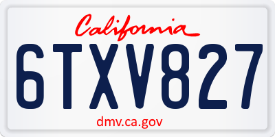 CA license plate 6TXV827