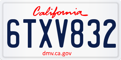 CA license plate 6TXV832