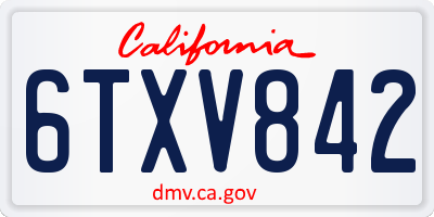 CA license plate 6TXV842