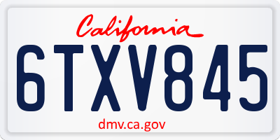 CA license plate 6TXV845