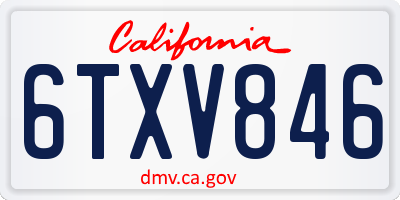 CA license plate 6TXV846