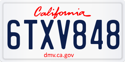 CA license plate 6TXV848