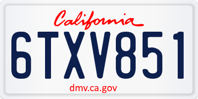 CA license plate 6TXV851