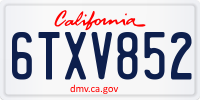 CA license plate 6TXV852