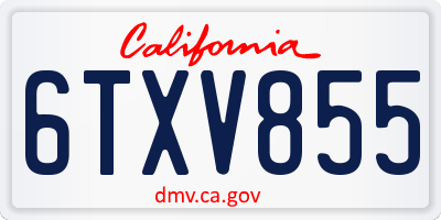 CA license plate 6TXV855