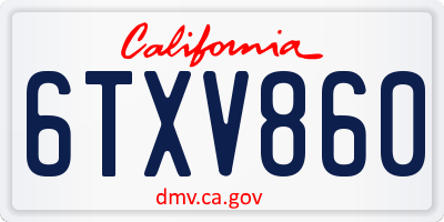 CA license plate 6TXV860