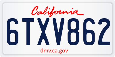CA license plate 6TXV862