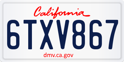 CA license plate 6TXV867