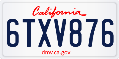 CA license plate 6TXV876
