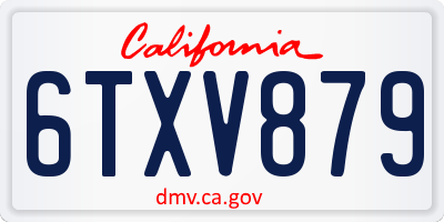 CA license plate 6TXV879