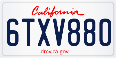 CA license plate 6TXV880