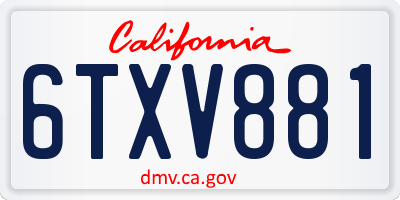 CA license plate 6TXV881