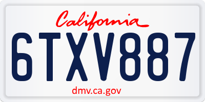 CA license plate 6TXV887