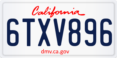 CA license plate 6TXV896
