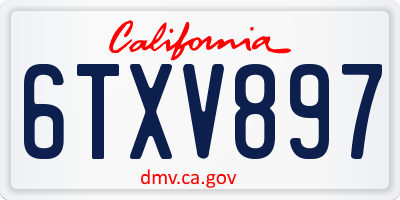 CA license plate 6TXV897