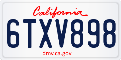 CA license plate 6TXV898
