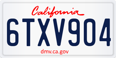 CA license plate 6TXV904