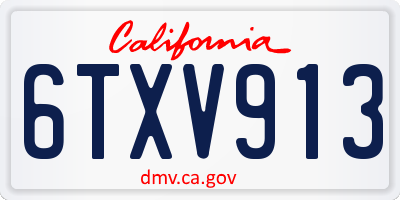 CA license plate 6TXV913