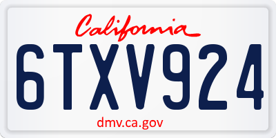 CA license plate 6TXV924