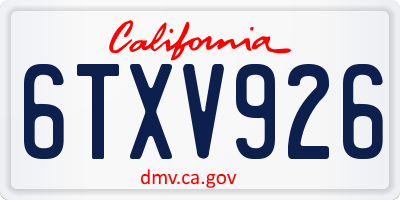 CA license plate 6TXV926
