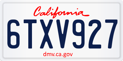 CA license plate 6TXV927