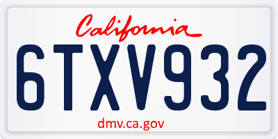 CA license plate 6TXV932