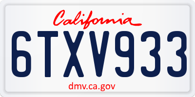 CA license plate 6TXV933