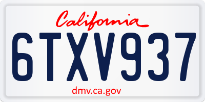 CA license plate 6TXV937