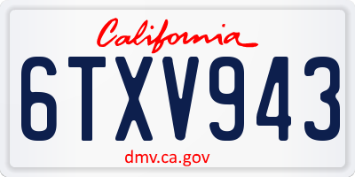 CA license plate 6TXV943