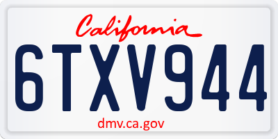 CA license plate 6TXV944