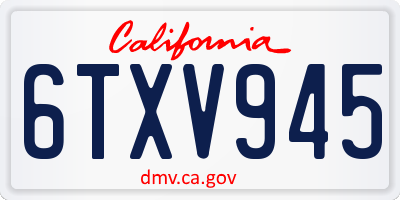CA license plate 6TXV945