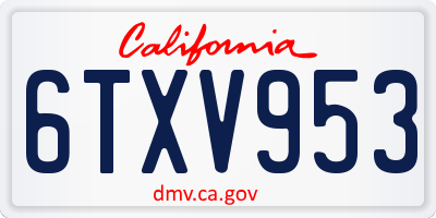 CA license plate 6TXV953