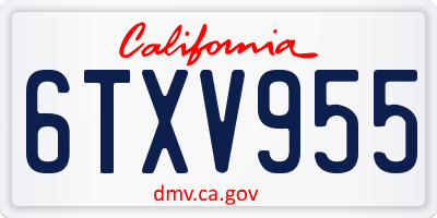 CA license plate 6TXV955