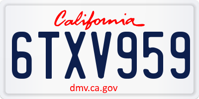 CA license plate 6TXV959
