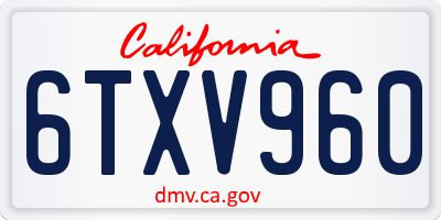 CA license plate 6TXV960
