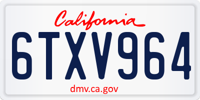 CA license plate 6TXV964