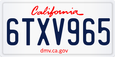 CA license plate 6TXV965