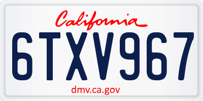 CA license plate 6TXV967