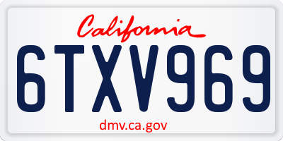 CA license plate 6TXV969