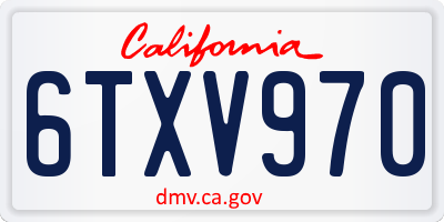 CA license plate 6TXV970