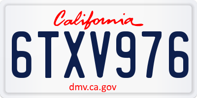 CA license plate 6TXV976