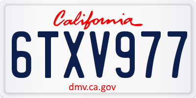 CA license plate 6TXV977