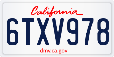 CA license plate 6TXV978