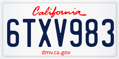 CA license plate 6TXV983