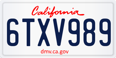 CA license plate 6TXV989