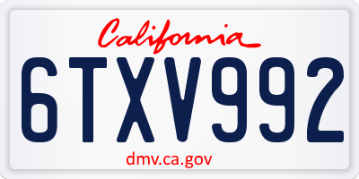 CA license plate 6TXV992